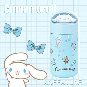 Roffatide Anime Cinnamoroll Cute Stainless Steel Vacuum Thermos Water Bottle Mug for Girls Women Hot & Cold for Hours Insulated Bottle Gift for Birthday Christmas Blue