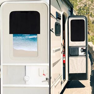 RV Door Window Shade - Foldable Velcro RV Blackout Window Cover RV UV Window Coverings RV Curtains Camper Accessories for Travel Trailers 16 X 25 Inch