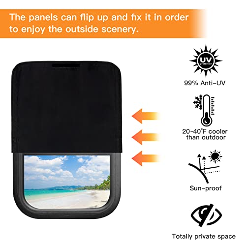 RV Door Window Shade - Foldable Velcro RV Blackout Window Cover RV UV Window Coverings RV Curtains Camper Accessories for Travel Trailers 16 X 25 Inch