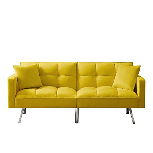 Sofas Futon Sofa Bed, Mid-Century Modern Convertible Couch Loveseat Sleeper for Small Space,