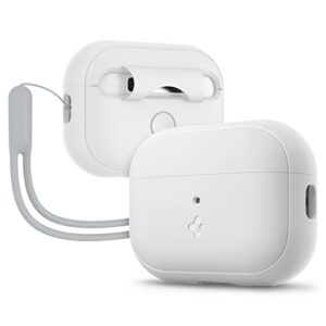 spigen silicone fit designed for airpods pro 2nd generation case 2022/2023 (usb-c/lightening cable) airpods pro 2 case with lanyard - white/gray