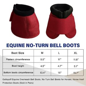 Gallopoff Equine Ballistic Overreach Bell Boots, No-Turn Bell Boots for Horses, Horse Hoof Protection Boots (Sold in Pairs) WineRed Large