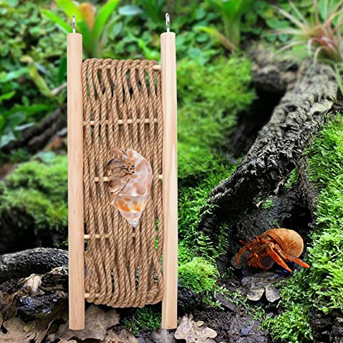 Hermit Crabs Climbing Ladder Bridge, Rope and Wood Reptile Climbing Toy, Small Animals Cage Accessory, Suitable for Lizard Chameleon Hermit Crab Hamster Chinchilla Guinea Pig