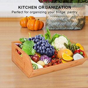 Kitchen Organization, Bamboo Organizer Bin, Multi Purpose Organizer for Kitchen Supplies Holder, Fruit Bin, Cabinets, Pantry and Onion Storage Bin with Built in Handles