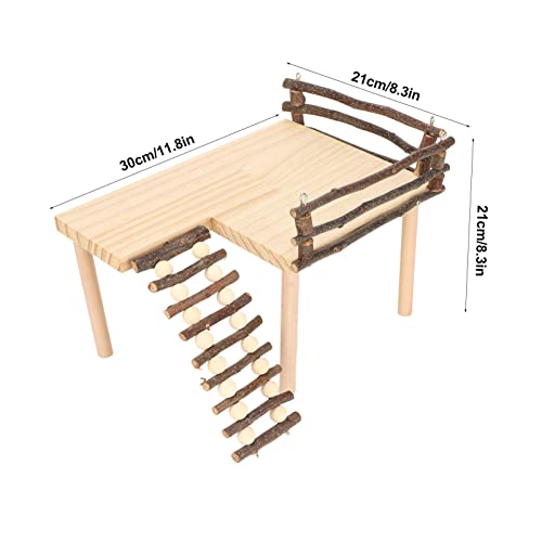 Tnfeeon Wooden Hamster Platform for Cage with Ladder Dwarf Hamster Standing Platform Wood Cage Accessories Exercise Toy for Mouse Guinea Pig Chinchilla Gerbil Squirrel