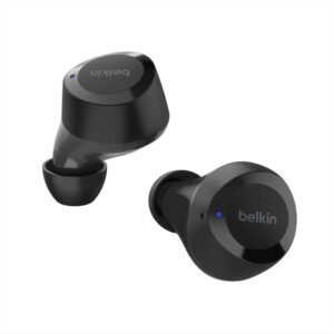 belkin soundform bolt, true wireless earbuds, wireless charging, ipx5 sweat and water resistant, usb-c, up to 28 hours of battery life, iphone, galaxy, pixel and more - black