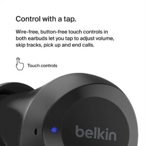 Belkin SOUNDFORM Bolt, True Wireless Earbuds, Wireless Charging, IPX5 Sweat and Water Resistant, USB-C, Up to 28 Hours of Battery Life, iPhone, Galaxy, Pixel and More - Black