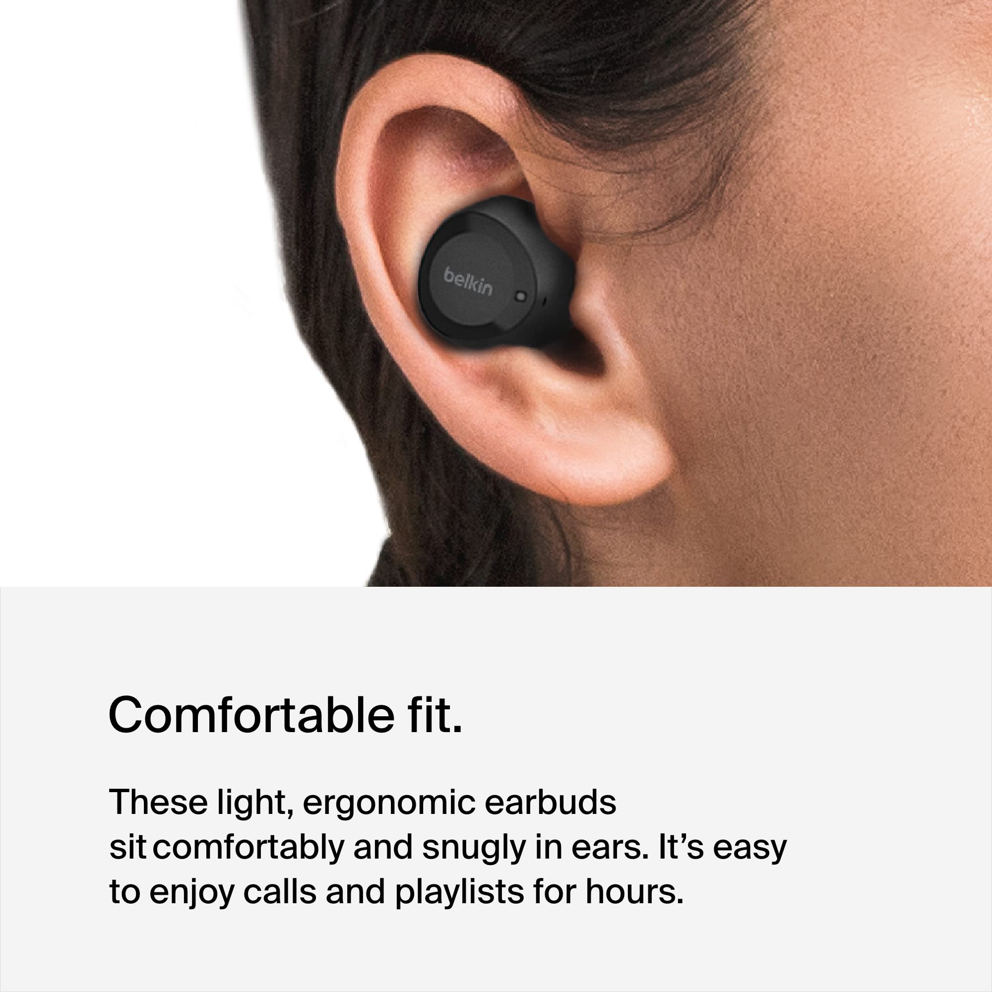 Belkin SOUNDFORM Bolt, True Wireless Earbuds, Wireless Charging, IPX5 Sweat and Water Resistant, USB-C, Up to 28 Hours of Battery Life, iPhone, Galaxy, Pixel and More - Black