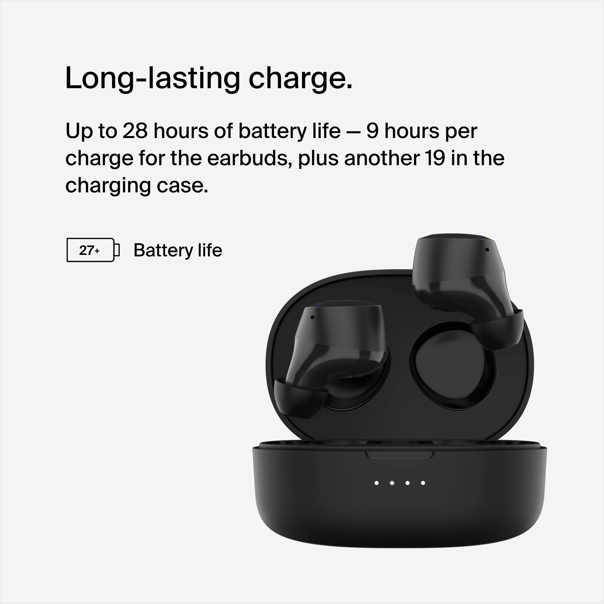 Belkin SOUNDFORM Bolt, True Wireless Earbuds, Wireless Charging, IPX5 Sweat and Water Resistant, USB-C, Up to 28 Hours of Battery Life, iPhone, Galaxy, Pixel and More - Black