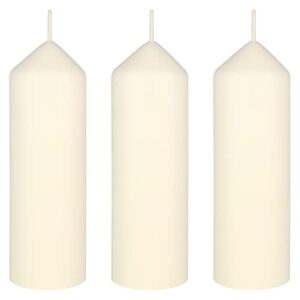 mega candles 3 pcs unscented ivory dome top round pillar candle, economical one time use event wax candles 2 inch x 6 inch, wedding receptions, birthdays, parties, celebrations, florists & churches