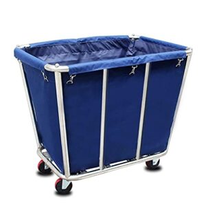 phuljhadi large stainless steel trolley with wheels - heavy duty rolling laundry cart for industrial,home，rolling laundry basket/blue