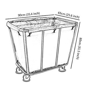 PHULJHADI Large Stainless Steel Trolley with Wheels - Heavy Duty Rolling Laundry Cart for Industrial,Home，Rolling Laundry Basket/Blue