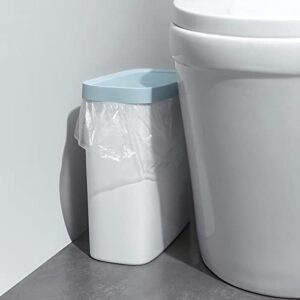 ltytz small bathroom trash can with lids kitchen wastebasket with press type lid for bathroom,powder room,bedroom,kitchen,office (2.1 gallon/8 liter,blue)