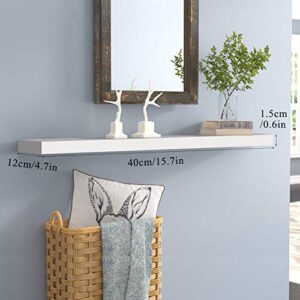 NOKAMW White Floating Wall Shelves,Wall Mounted Display Shelf,Home Decor Wall Storage Shelves Set of 3,Shelf for Wall with Invisible Brackets,Wall Display Rack for Kitchen Office Living Room,3 Pack