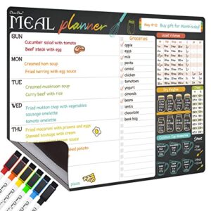 magnetic dry erase menu board - 17"x12" meal planning board for fridge - 6 extra fine point markers included - shipped flat