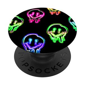 trippy psychedelic drippy happy face 70s aesthetic retro y2k popsockets swappable popgrip