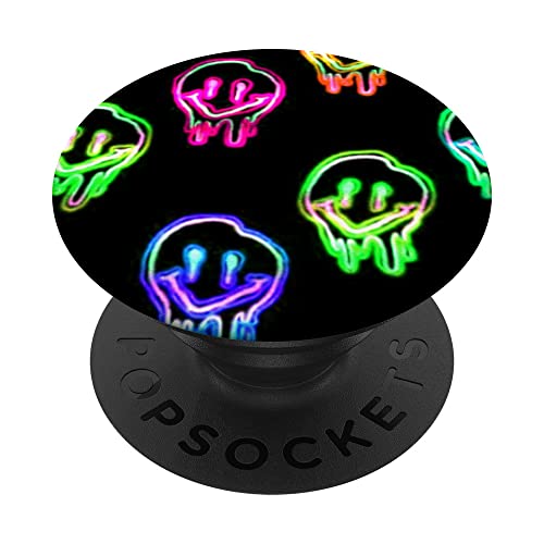 Trippy Psychedelic Drippy Happy Face 70s Aesthetic Retro Y2K PopSockets Swappable PopGrip