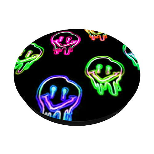 Trippy Psychedelic Drippy Happy Face 70s Aesthetic Retro Y2K PopSockets Swappable PopGrip