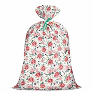 wrapaholic 56" large plastic gift bag - pink floral design for birthdays, mother's day, wedding, baby shower, parties, or any occasion - 56" h x 36" w