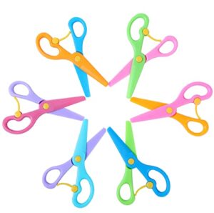 6pcs preschool training scissors,children safety scissors toddler training scissors plastic safety kids learning scissors art craft scissors