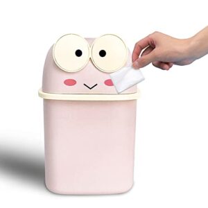 benshukam mini frog desktop trash can cute small trash can with lid flip trash can for bathrooms, kitchens, offices, waste basket for dressing table(pink)