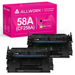 allwork 58a [with chip] cf258a remanufactured toner cartridge replacement for hp cf258a 58x use for hp laser pro m404n m404dn m404dw mfp m428dw m428fdn m428fdw m430 m304 m406dn m430f printers 2 packs