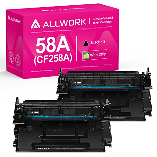 ALLWORK 58A [with Chip] CF258A Remanufactured Toner Cartridge Replacement for HP CF258A 58X Use for HP Laser Pro M404n M404dn M404dw MFP M428dw M428fdn M428fdw M430 M304 M406dn M430f Printers 2 Packs