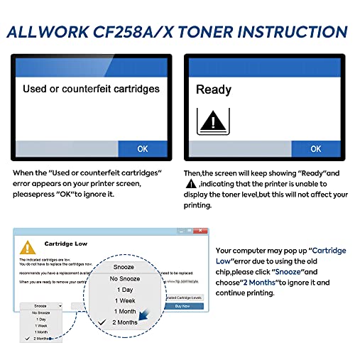 ALLWORK 58A [with Chip] CF258A Remanufactured Toner Cartridge Replacement for HP CF258A 58X Use for HP Laser Pro M404n M404dn M404dw MFP M428dw M428fdn M428fdw M430 M304 M406dn M430f Printers 2 Packs