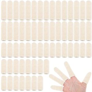 60 pieces cotton finger cots reusable finger toe sleeves wear resistant thumb protector fingertips cushion cover for kitchen garden sculpture work (3 inch & 2 inch)