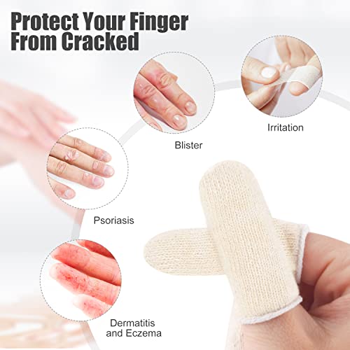 60 Pieces Cotton Finger Cots Reusable Finger Toe Sleeves Wear Resistant Thumb Protector Fingertips Cushion Cover for Kitchen Garden Sculpture Work (3 Inch & 2 Inch)