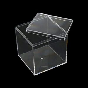 tighall 4pcs clear acrylic square cube organizer plastic boxes for display box with lid for sugar,nut,yogurt,beads,office supply, gift box, 2.9"/74mm