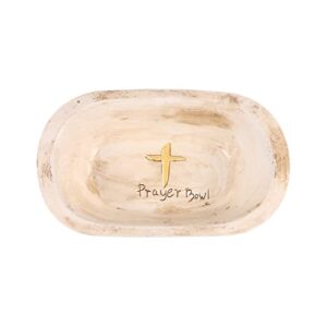 WHLHMK Resin Prayer Small Dough Bowl, Christian Cross Prayer Bowl, Religious Dough Bowl Religious Gifts for Women, Farmhouse Decor Rustic Home Decor (White 8.6 x 5 x 2')