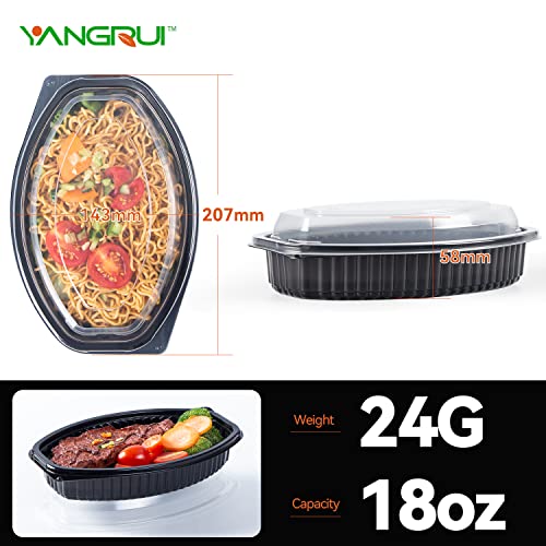 YANGRUI To Go Containers, Shrink Wrap 30 Pack 18oz Leak Proof Reusable Machine Washable Meal Prep Container BPA Free Microwave Freezer Safe Take Out Containers