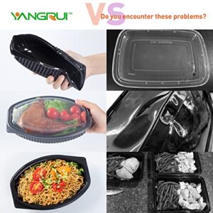 YANGRUI To Go Containers, Shrink Wrap 30 Pack 18oz Leak Proof Reusable Machine Washable Meal Prep Container BPA Free Microwave Freezer Safe Take Out Containers