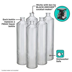 bev by BLACK+DECKER Cocktail Maker Glass Liquor Dispenser Bottles, Dishwasher Safe, 5 Pack (BEWB105​)