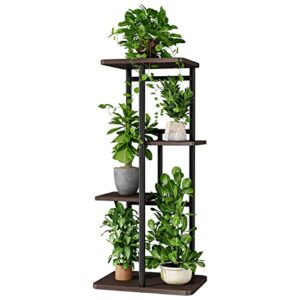 bamworld plant stand indoor small metal plant shelf black plant holder 4 tier 5 potted for multiple plants corner plant table for patio garden balcony living room