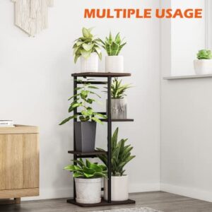Bamworld Plant Stand Indoor Small Metal Plant Shelf Black Plant Holder 4 Tier 5 Potted for Multiple Plants Corner Plant Table for Patio Garden Balcony Living Room