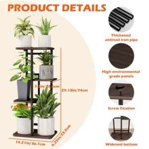 Bamworld Plant Stand Indoor Small Metal Plant Shelf Black Plant Holder 4 Tier 5 Potted for Multiple Plants Corner Plant Table for Patio Garden Balcony Living Room