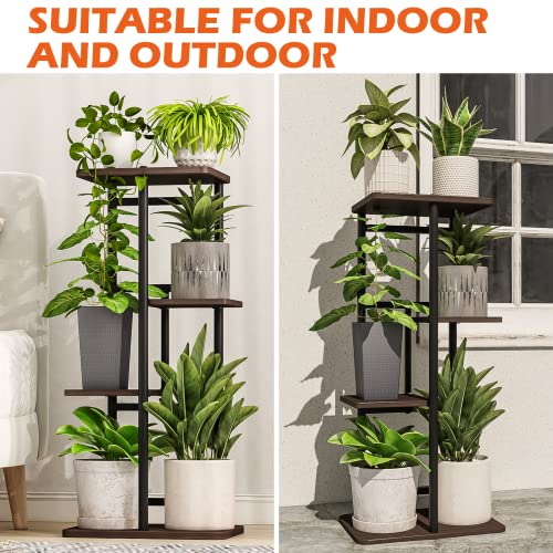 Bamworld Plant Stand Indoor Small Metal Plant Shelf Black Plant Holder 4 Tier 5 Potted for Multiple Plants Corner Plant Table for Patio Garden Balcony Living Room