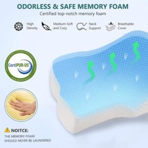 Lamberia Cervical Memory Foam Pillow, Neck Pillows for Side Sleepers, Back and Stomach Sleepers