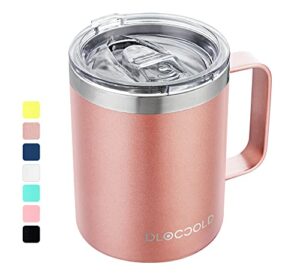 dloccold insulated coffee mug with handle 12 oz stainless steel travel coffee cup with lid spill proof reusable thermos coffee cups for men women
