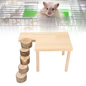 Tnfeeon Hamster Stand Platform, Toys Small Pet Wooden Platform with Pillars Rodent Ladder Bridge Climbing Chew Toy Cage Accessories for Hamster Squirrel Gerbil Chinchilla Bird