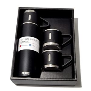 BT53 Stainless Steel 500 ML Vacuum Flask/Bottle/Thermos for Hot and Cold Drinks with Three Cups (Black)