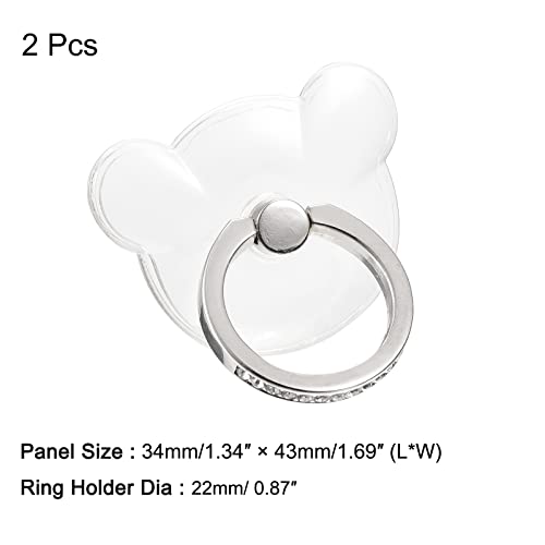 uxcell Transparent Phone Ring Holders, Diamond Clear Finger Grip Stand for Phone, Case, Tablet (Bear Shape), 2Pcs