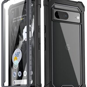 Poetic Guardian Series Case Designed for Google Pixel 7 5G with Built-in Screen Protector, Work with Fingerprint ID, Full Body Hybrid Shockproof Rugged Cover Case, Black/Clear