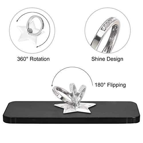 uxcell Transparent Phone Ring Holder, Diamond Clear Finger Grip Stand for Phone, Case, Tablet (Star Shape)