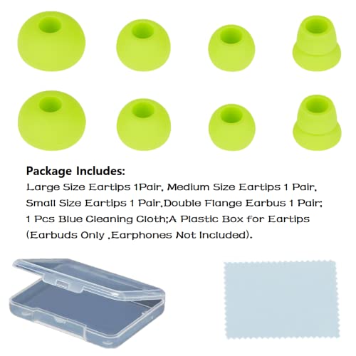 Replacement Earbud Tips for Powerbeats 2 Silicone Earbud Tips Earbuds Set Compatible with Beats Powerbeats 3 Powerbeats 2 Wireless in-Ear Earphones,4 Pairs,Fluorescent Yellow