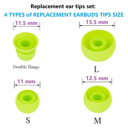 Replacement Earbud Tips for Powerbeats 2 Silicone Earbud Tips Earbuds Set Compatible with Beats Powerbeats 3 Powerbeats 2 Wireless in-Ear Earphones,4 Pairs,Fluorescent Yellow