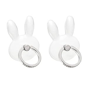 uxcell transparent phone ring holders, diamond clear finger grip stand for phone, case, tablet (rabbit shape), 2pcs
