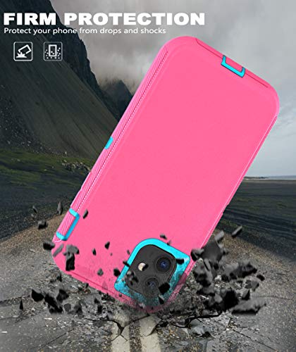 GYJ for iPhone 11 Case with 2 Screen Protector, Drop Protection Full Body Heavy Duty Rugged Military Grade Cover, Shockproof/Drop Proof Durable Phone Case iPhone 11 6.1" [Pink+Blue]